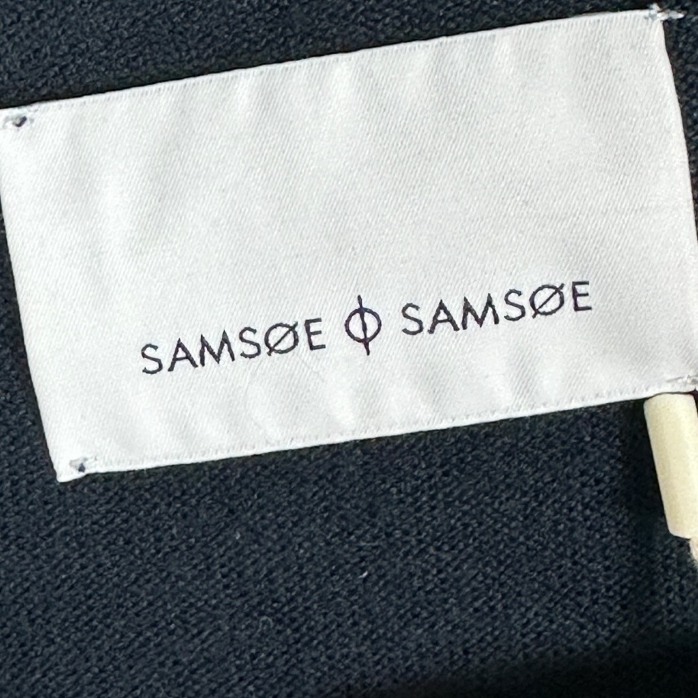 Samsoe Wool Blend Navy Blue White Sweater Mens Size Medium Colorblock Knit M NWT - Picture 2 of 13